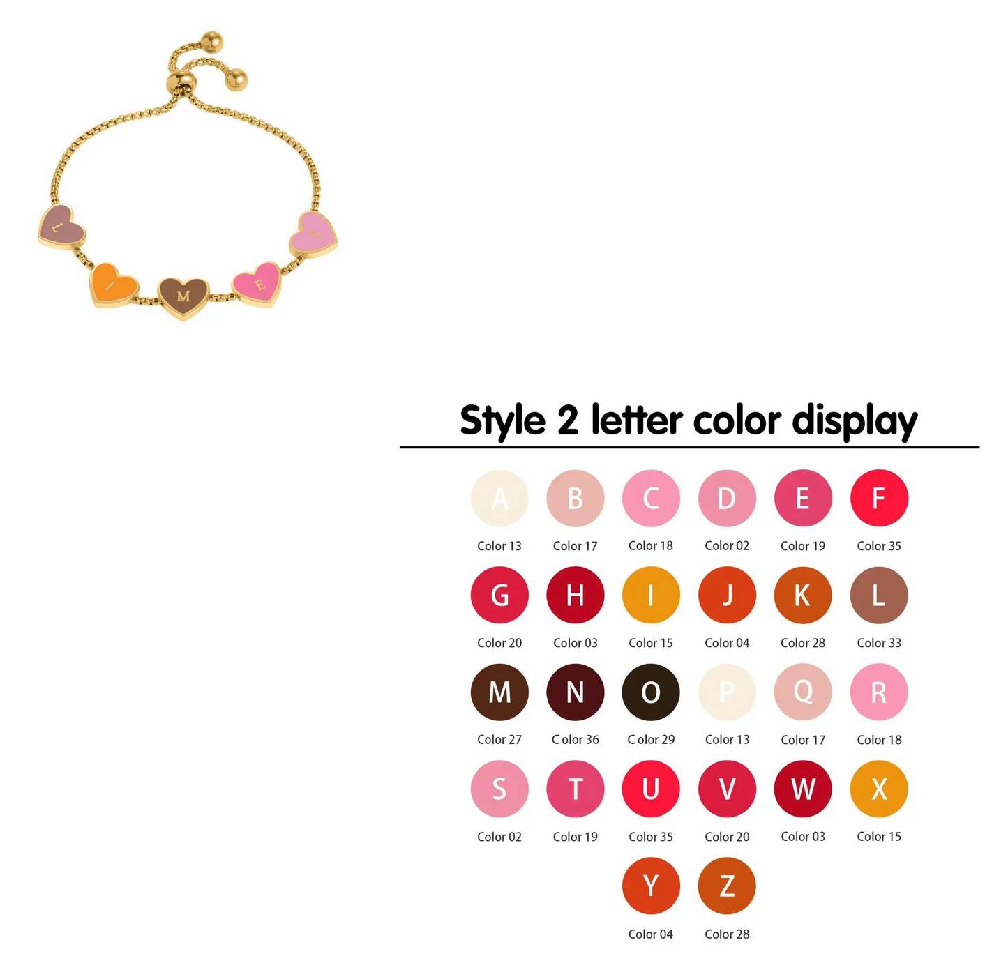Custom Hearts Letter Bracelets