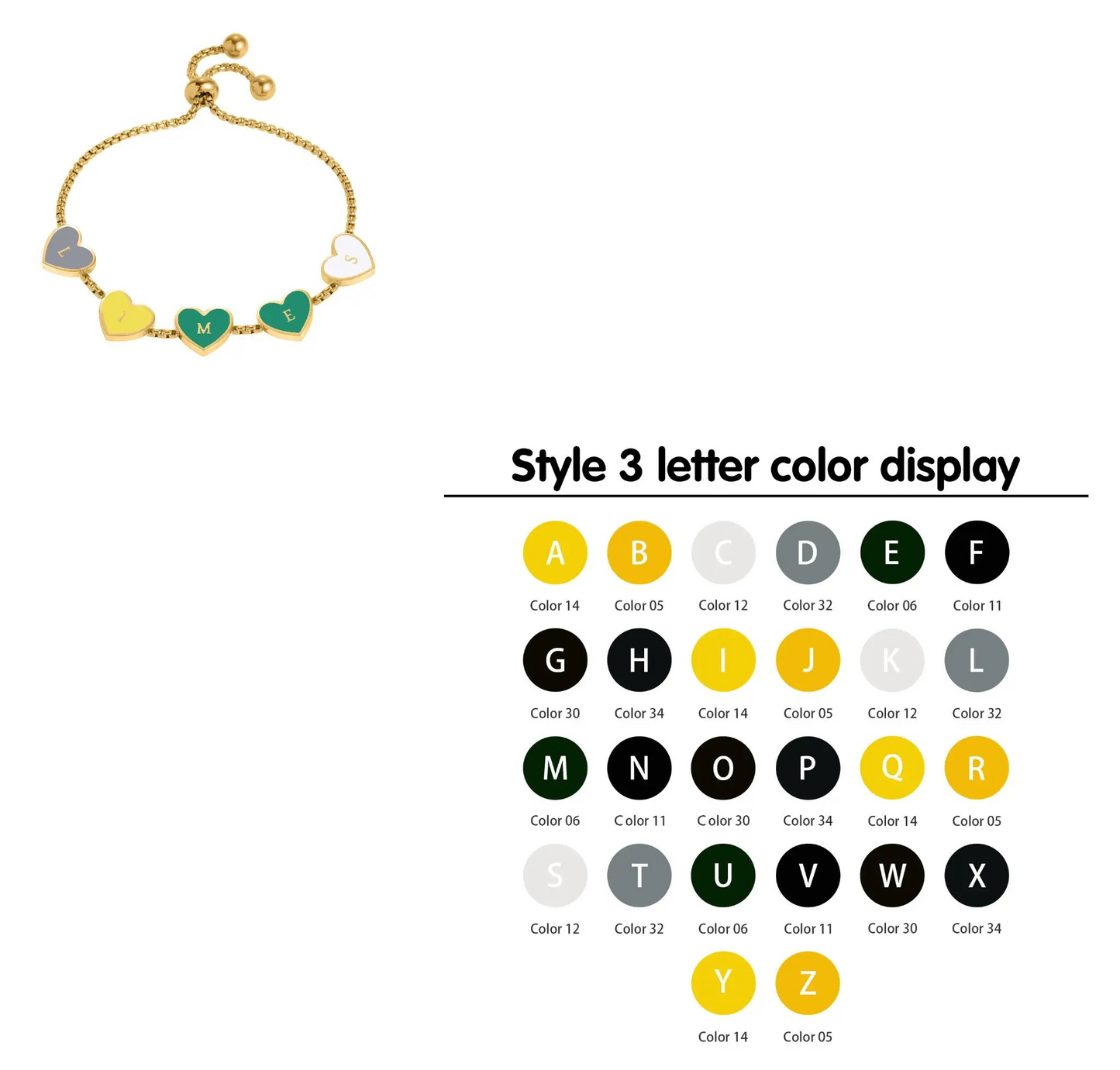 Custom Hearts Letter Bracelets