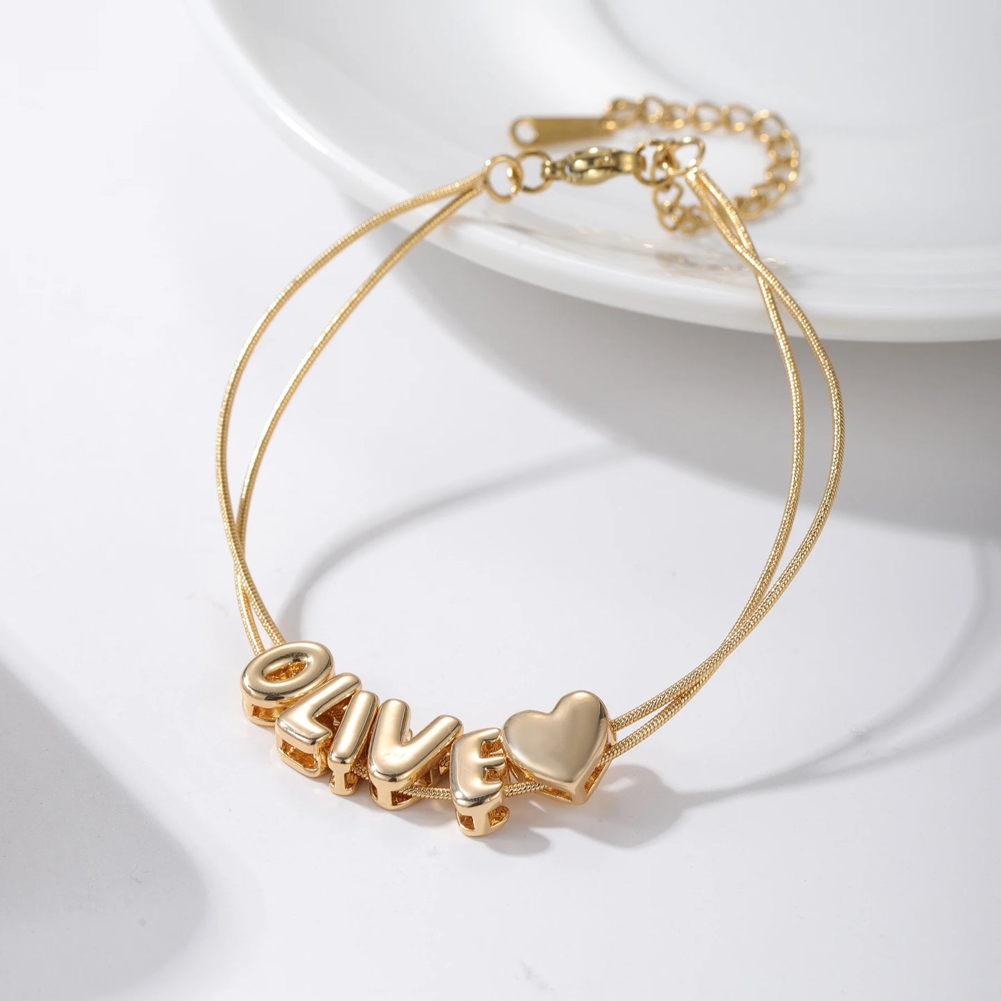 Customized Bubble Letter Name Bracelet
