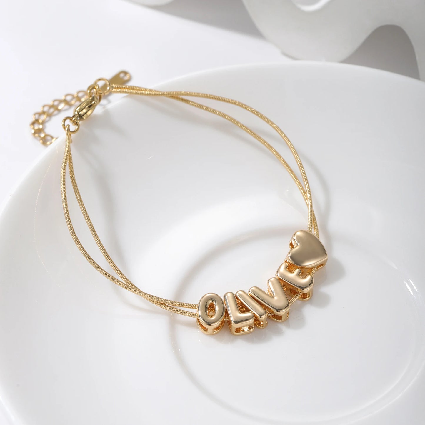 Customized Bubble Letter Name Bracelet