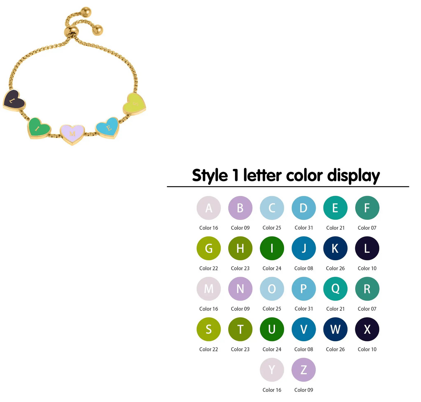 Custom Hearts Letter Bracelets