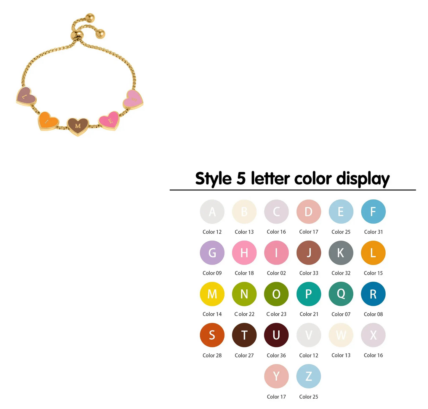 Custom Hearts Letter Bracelets