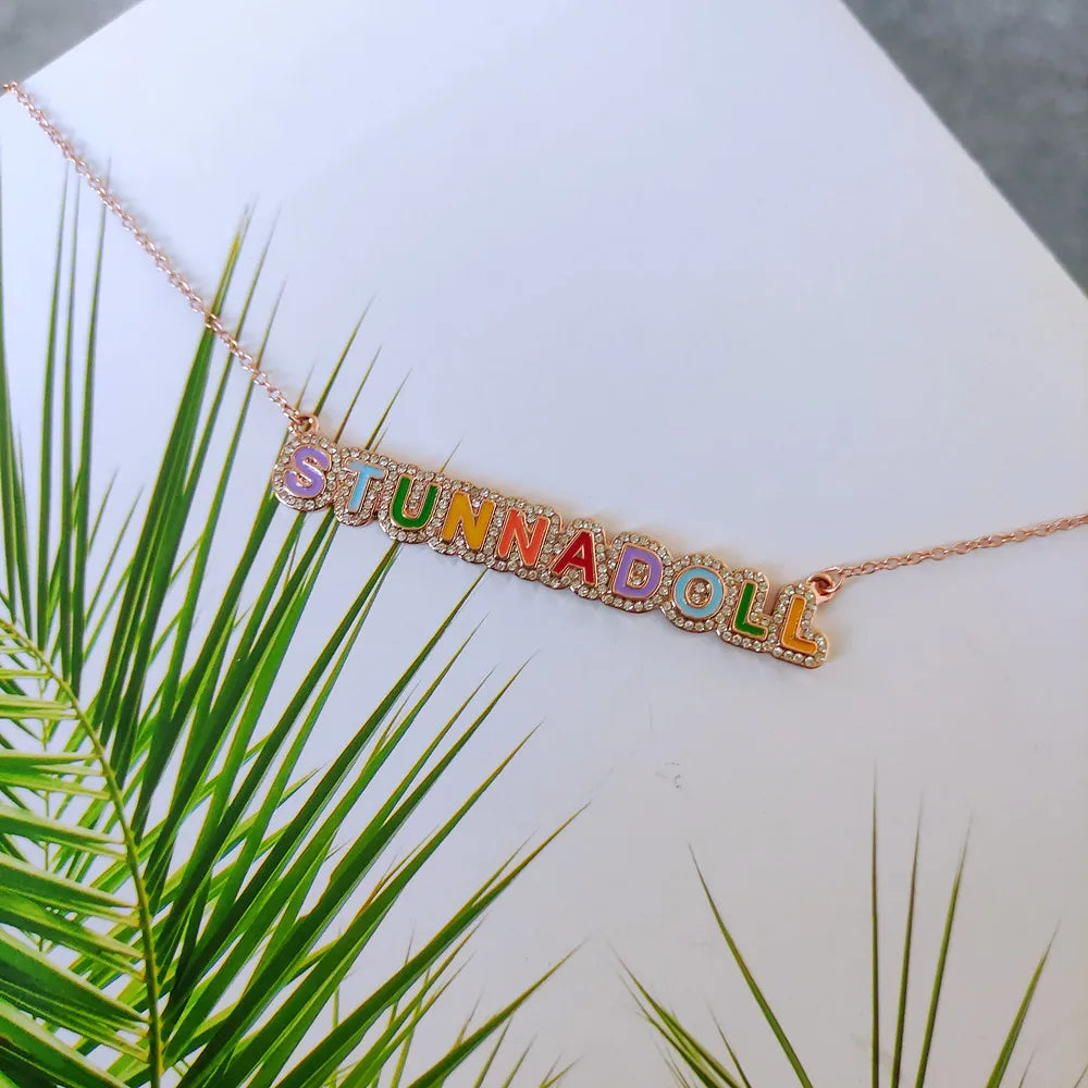 Rainbow Bling Enamel Necklace