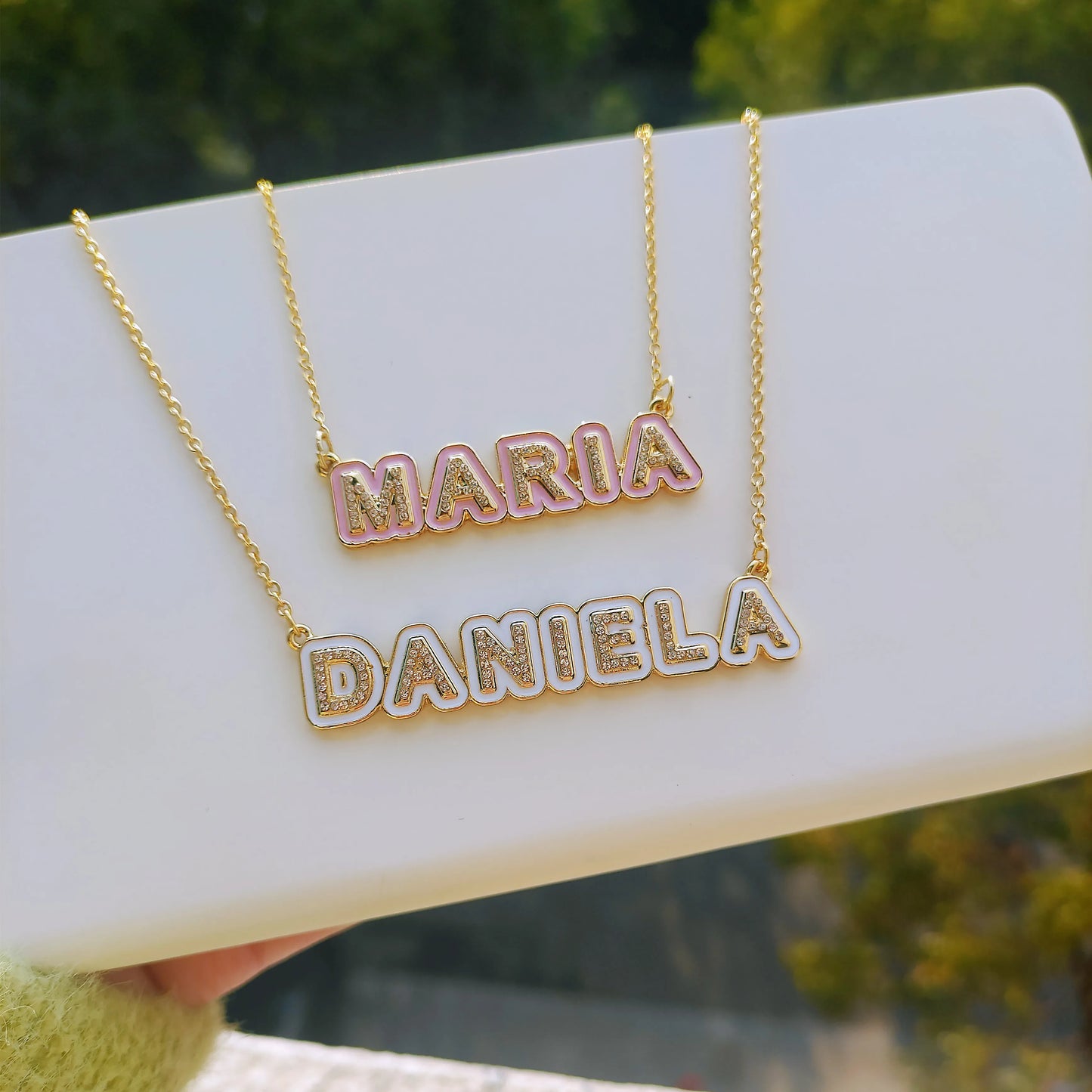 Custom Enamel Outline Necklace