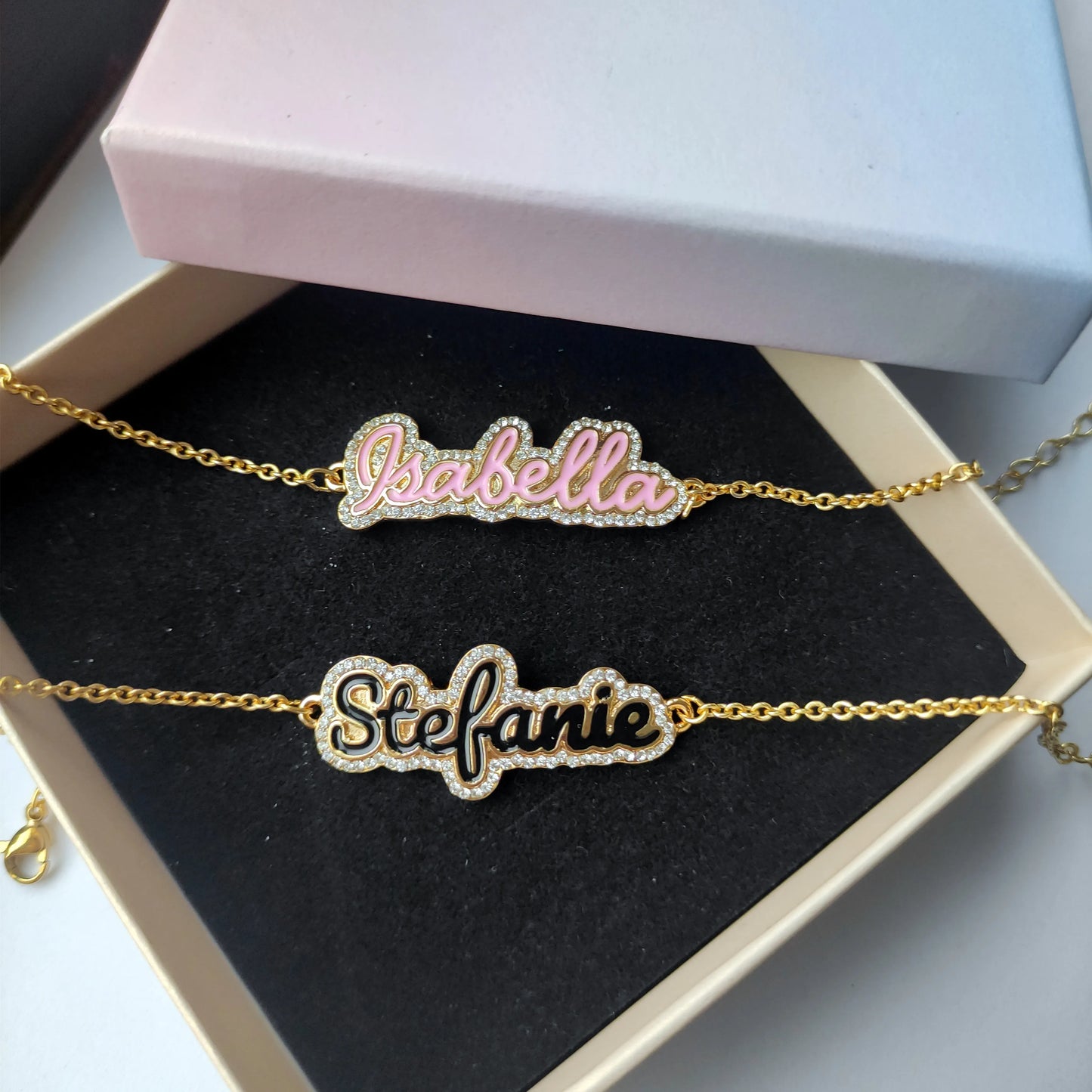 Custom Bling Enamel Name Bracelet