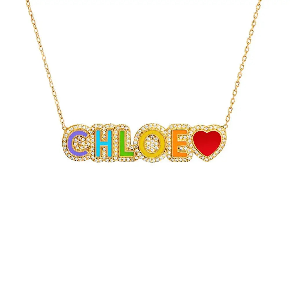 Rainbow Bling Enamel Necklace