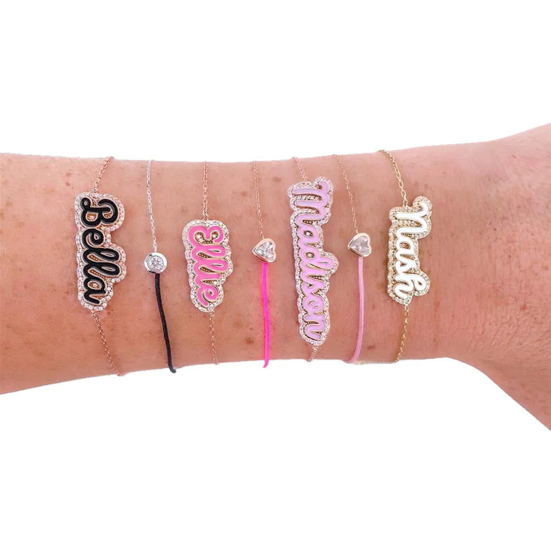 Custom Bling Enamel Name Bracelet