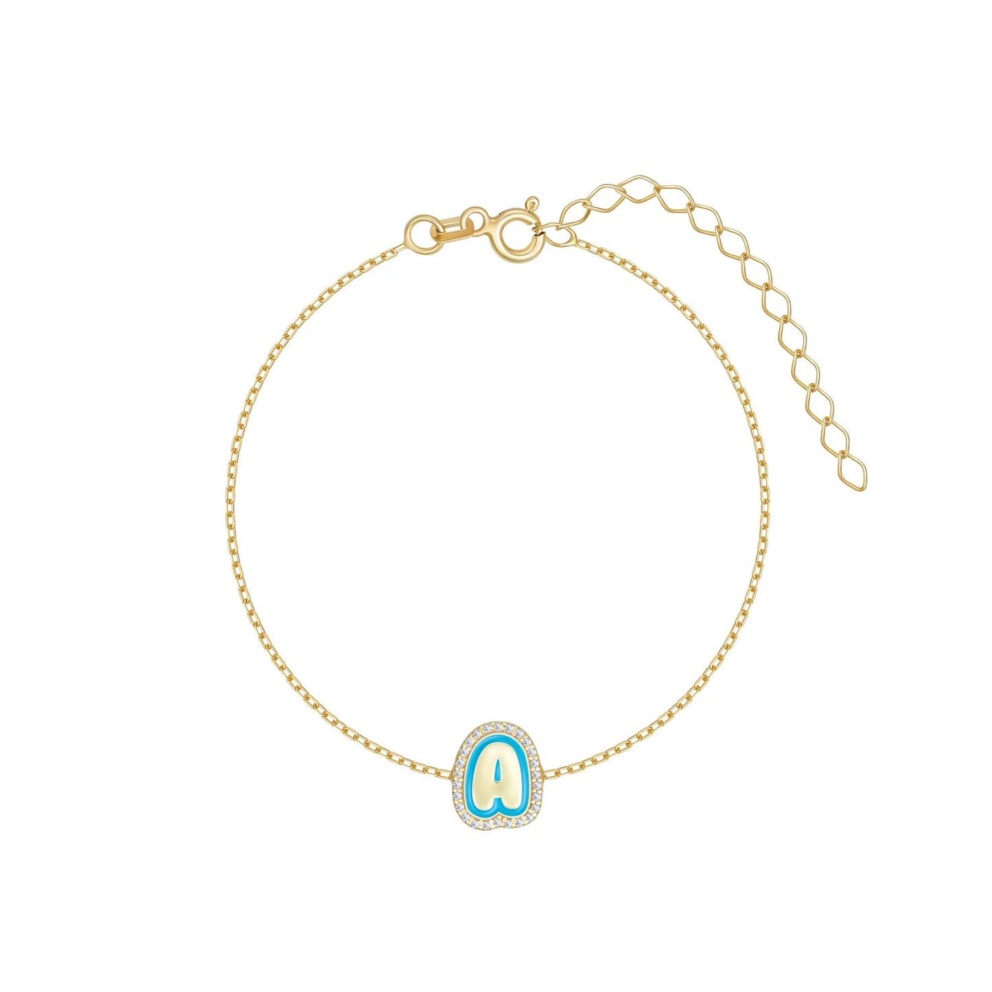 Custom Bling Enamel Initial Letter Bracelet