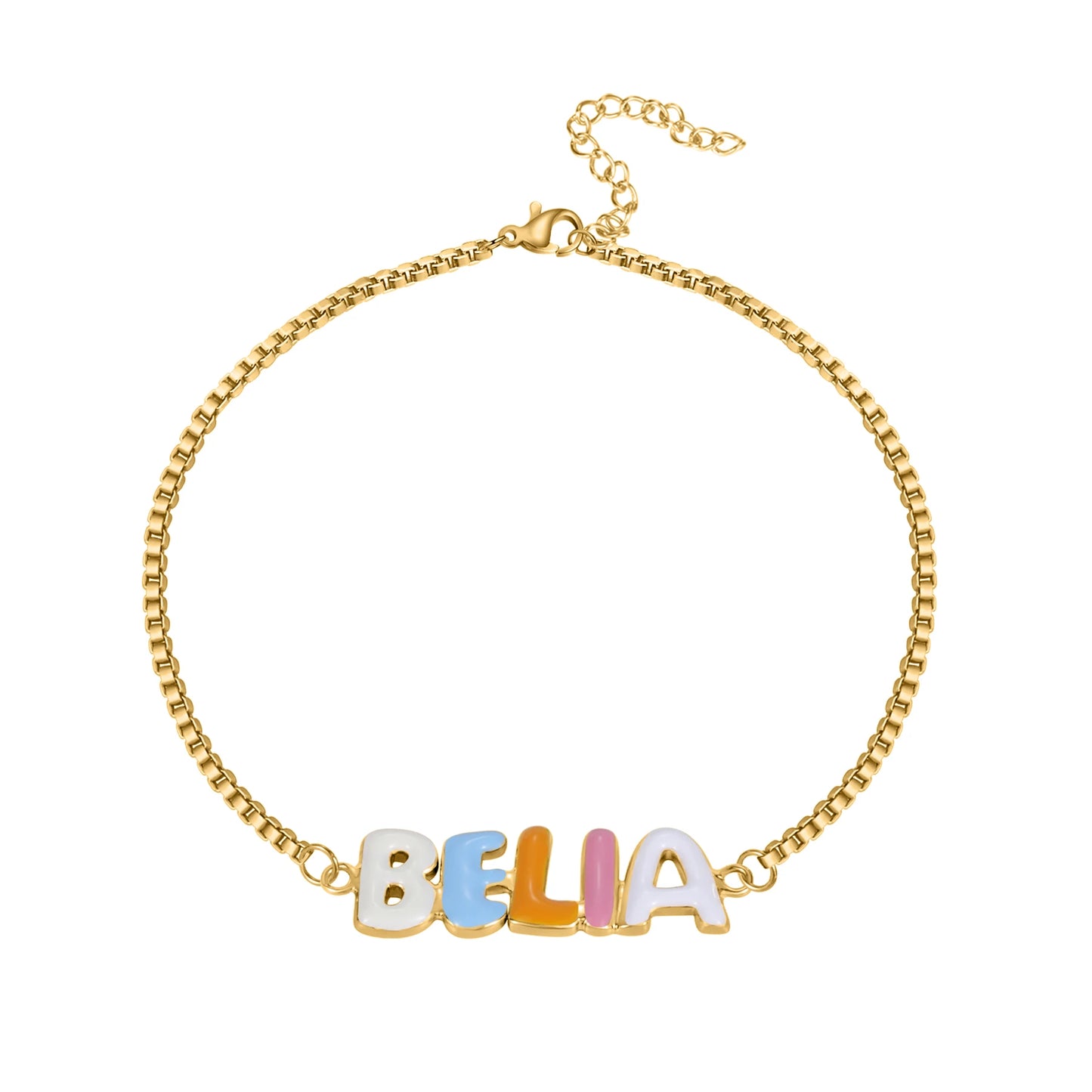 Custom Enamel Bubble Letter Bracelet