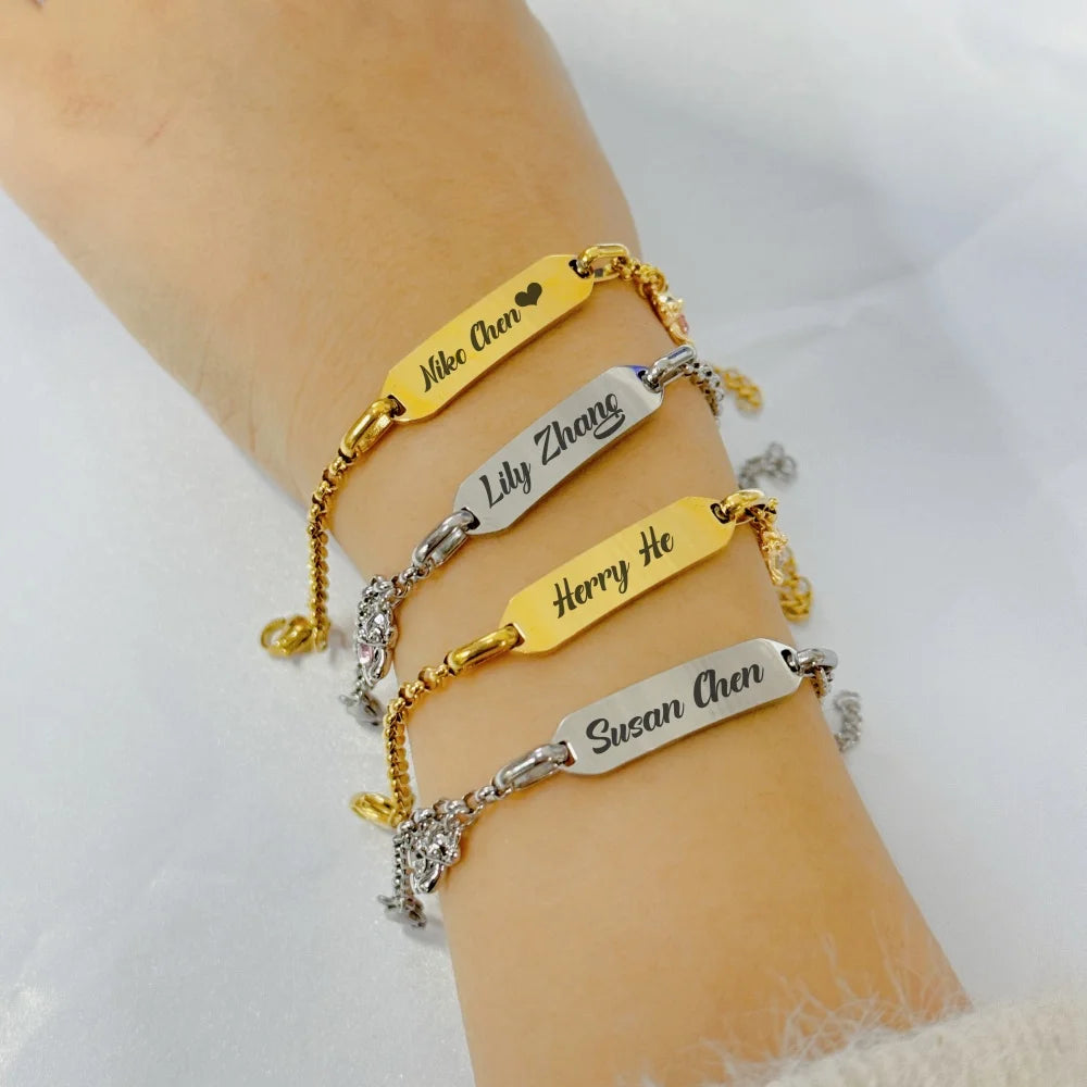 Custom Name Bear Charm Bracelet