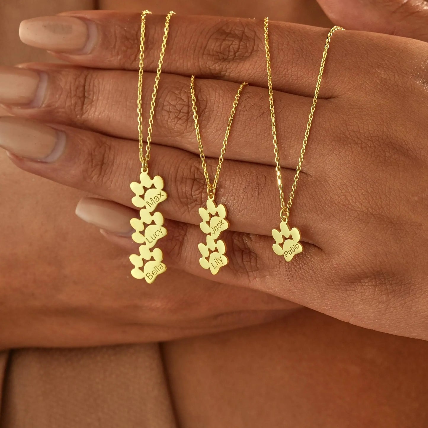 Paw Print Name Necklace