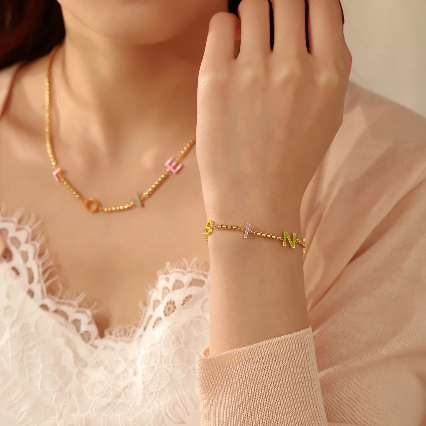 Custom Enamel Letter Bracelet