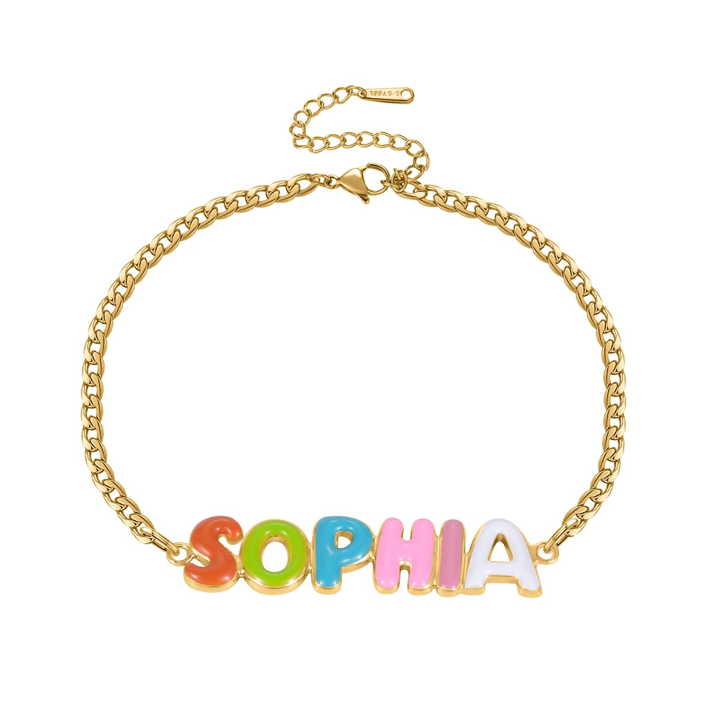 Custom Enamel Bubble Letter Bracelet