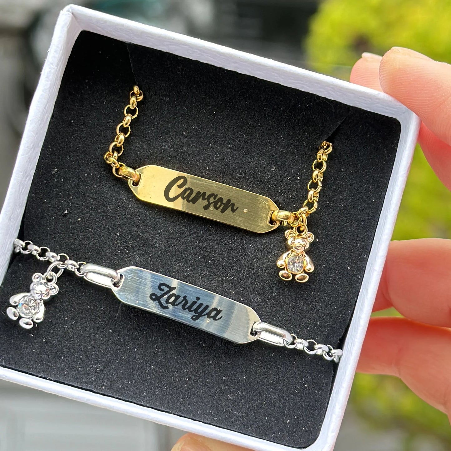 Custom Name Bear Charm Bracelet