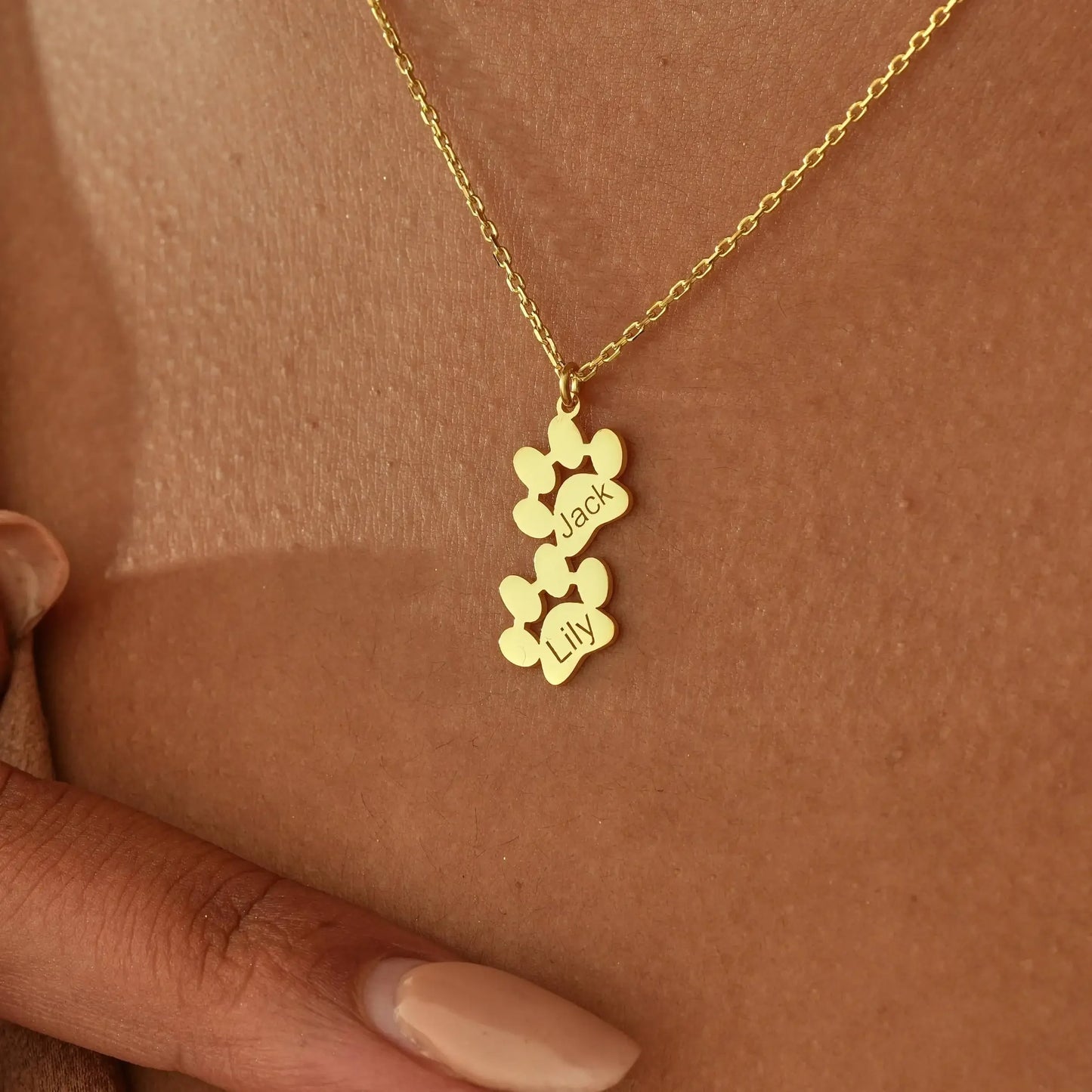 Paw Print Name Necklace
