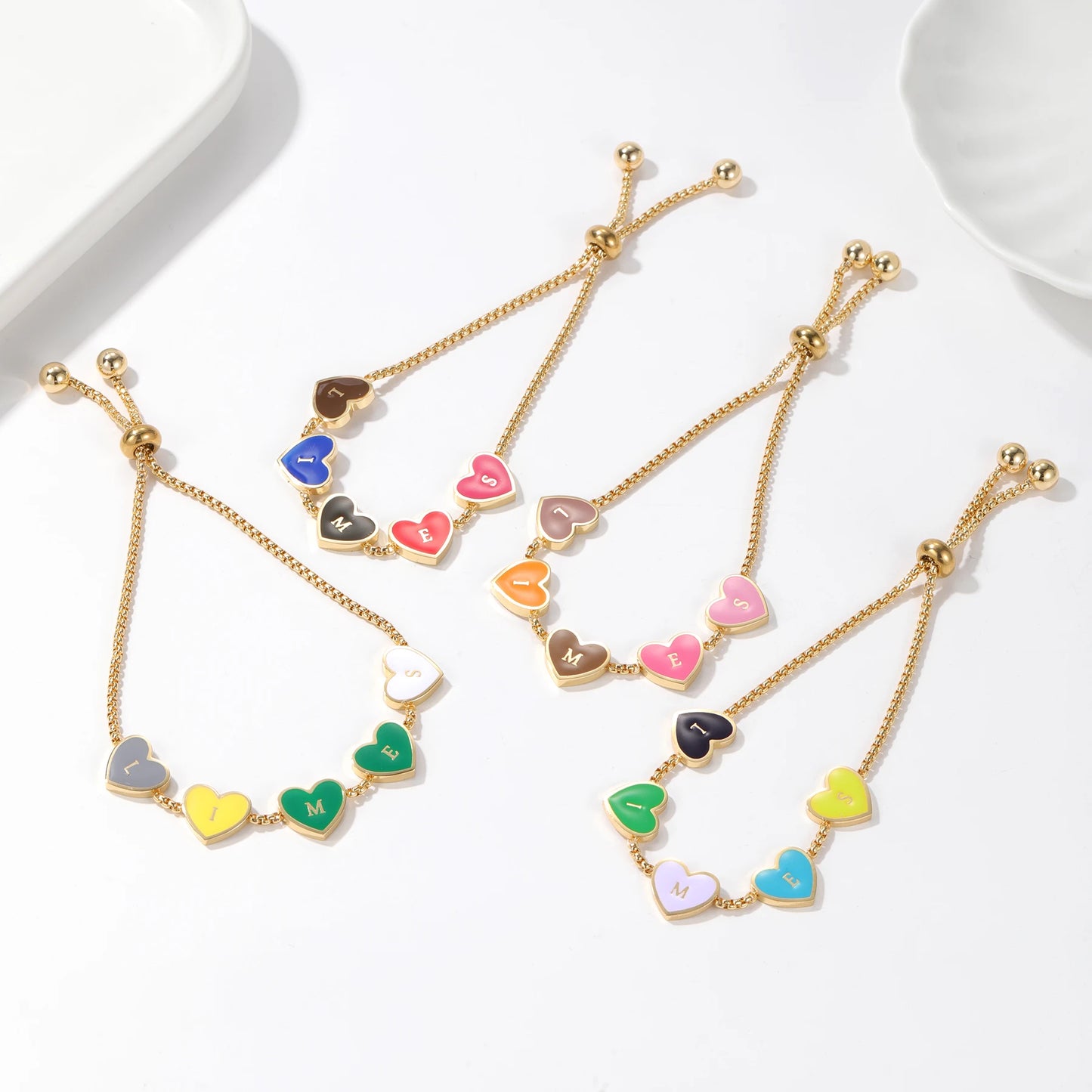 Custom Hearts Letter Bracelets