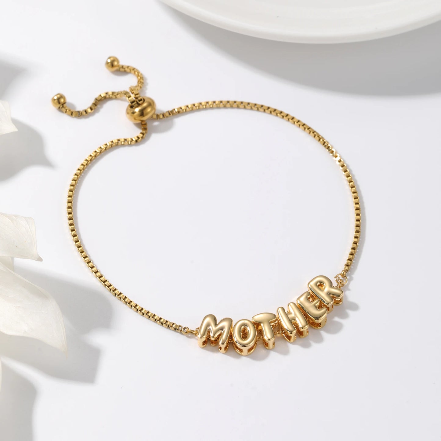 Custom 3D Bubble Letter Box Link Bracelet