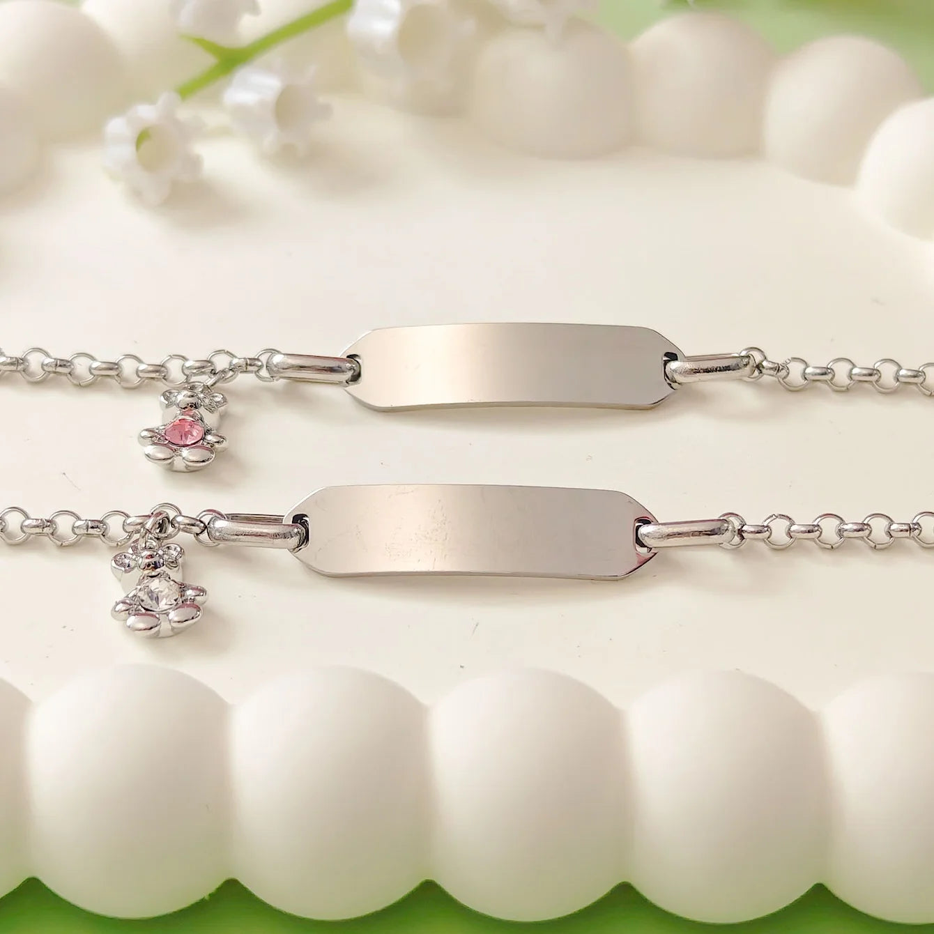 Custom Name Bear Charm Bracelet