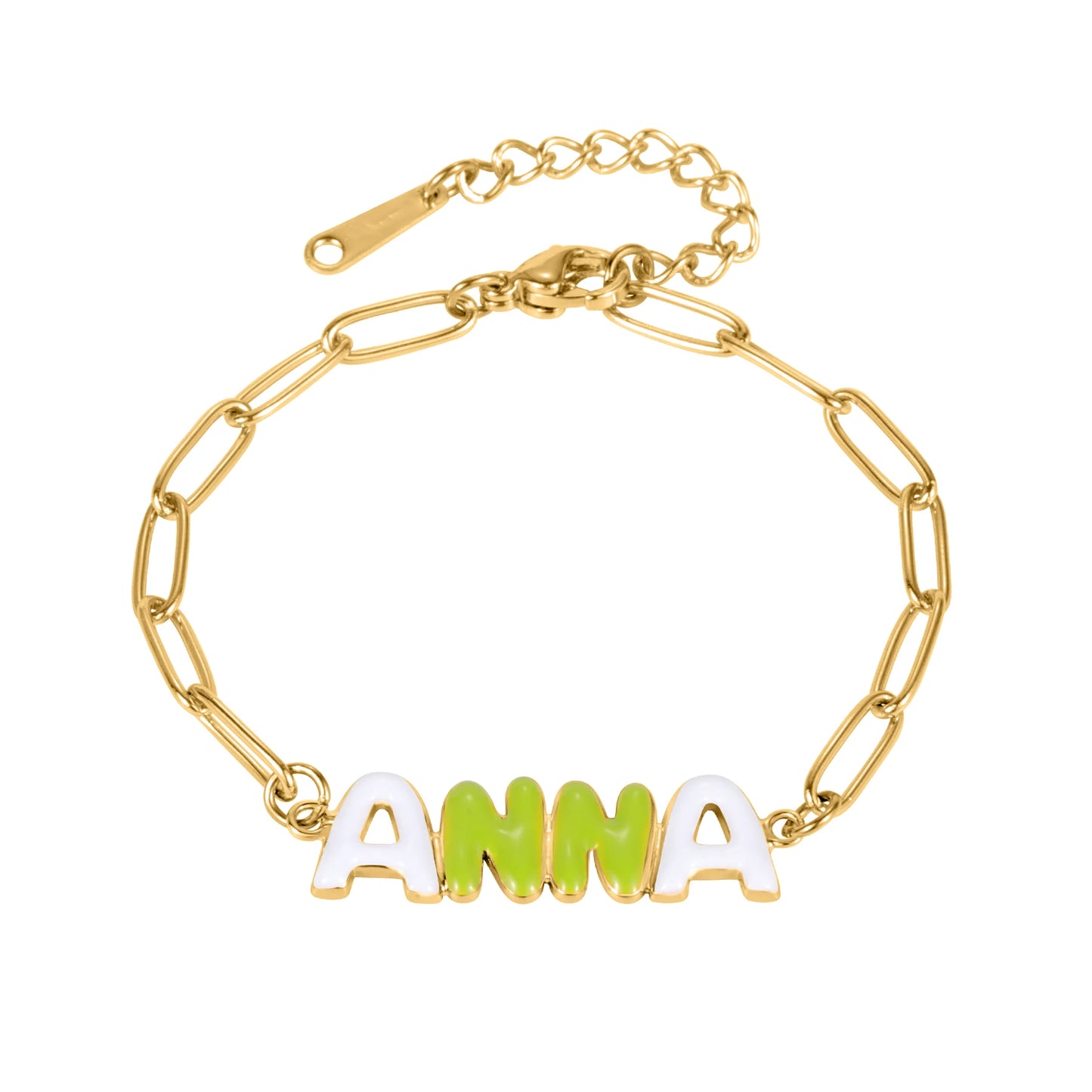 Custom Enamel Bubble Letter Bracelet