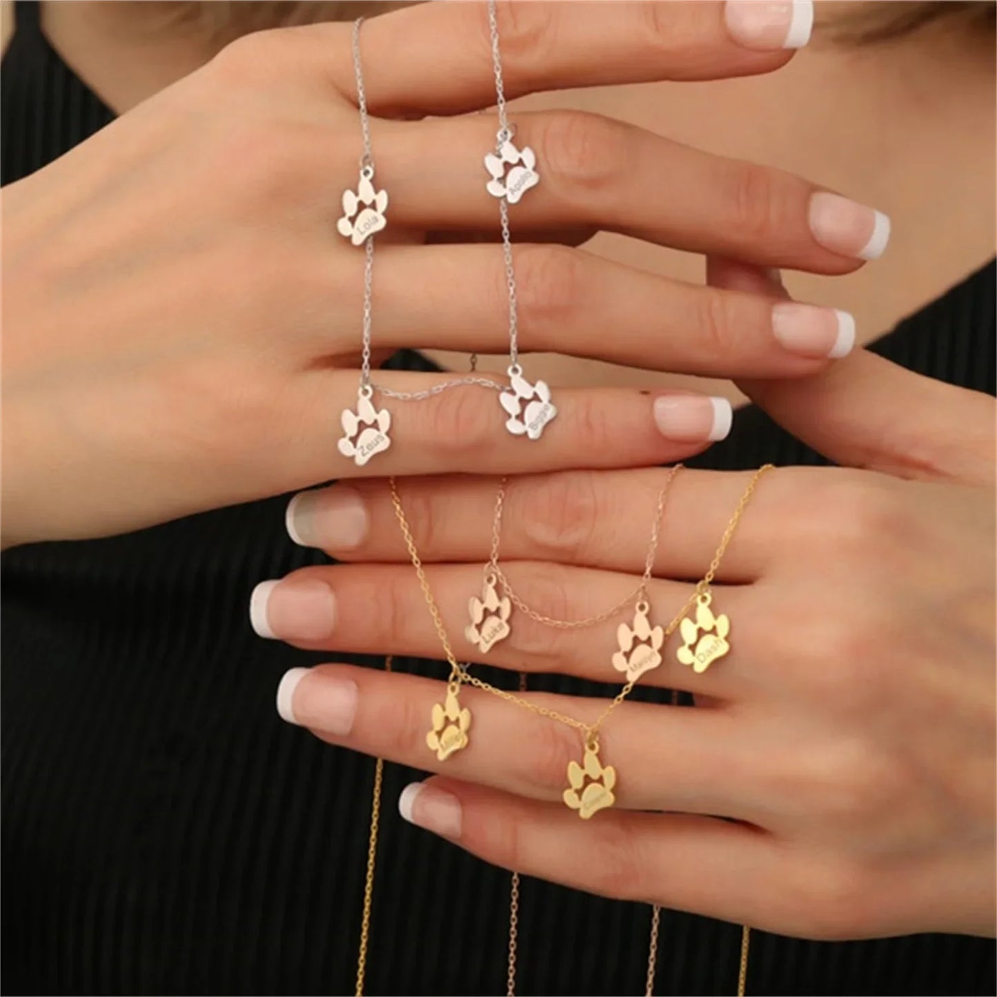 Paw Print Name Necklace