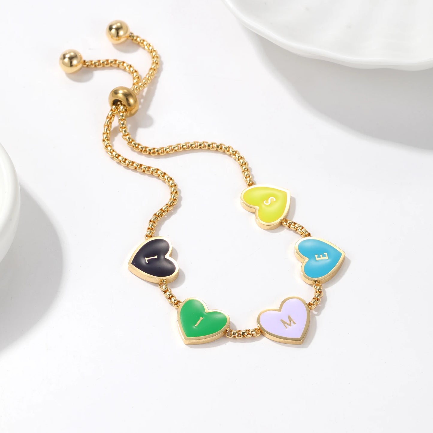Custom Hearts Letter Bracelets
