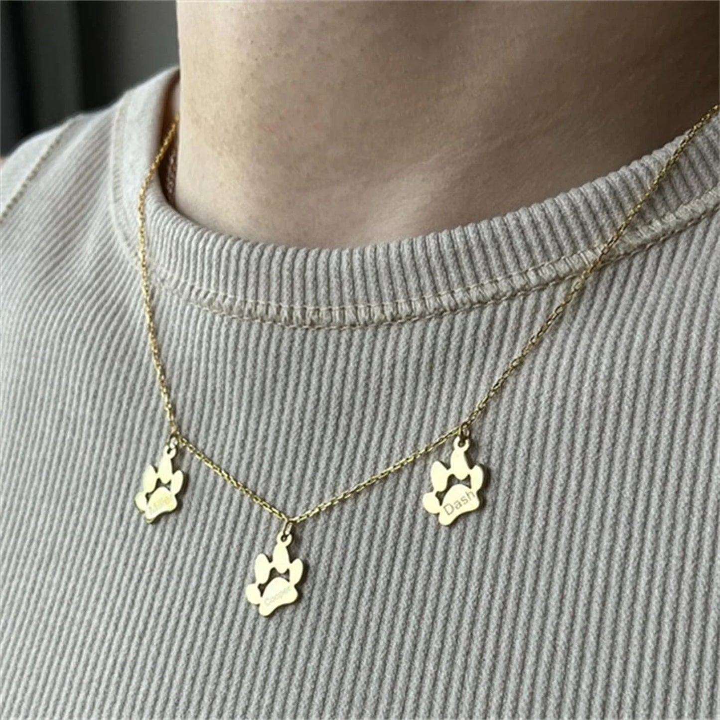 Paw Print Name Necklace