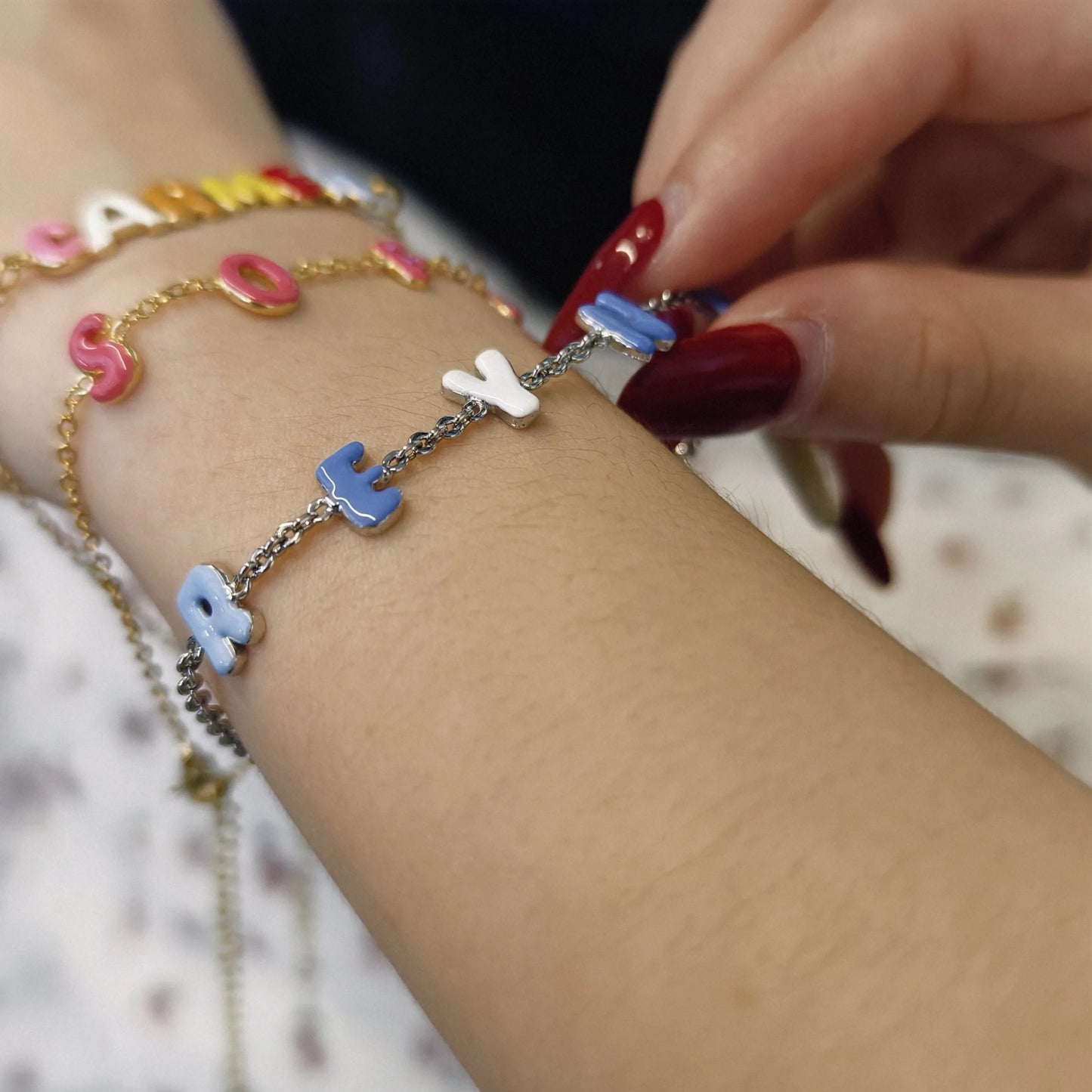 Custom Enamel Letter Bracelets