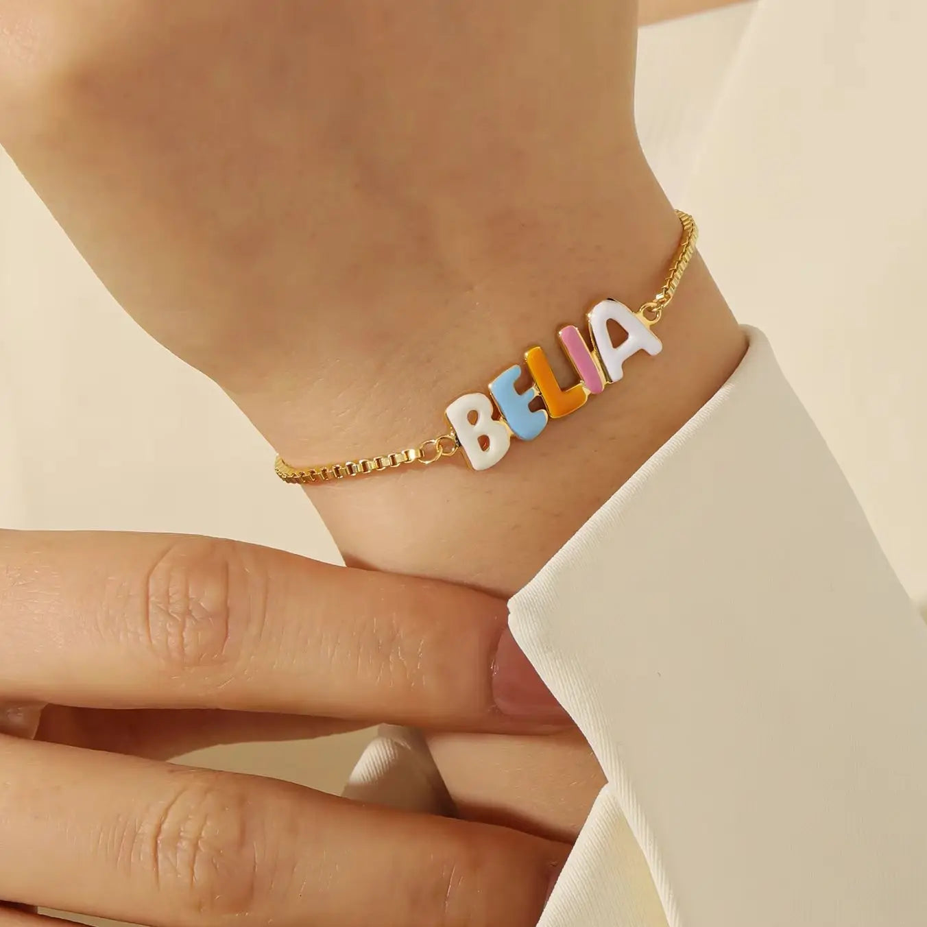 Custom Enamel Bubble Letter Bracelet