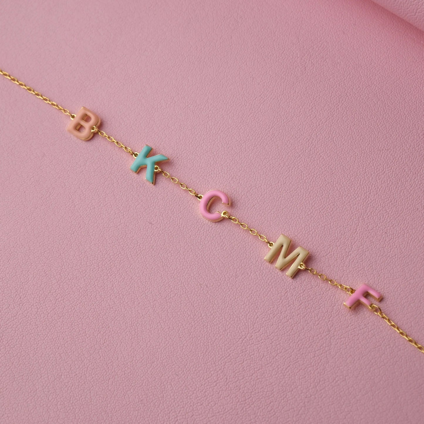 Custom Enamel Bubble Letter Bracelet