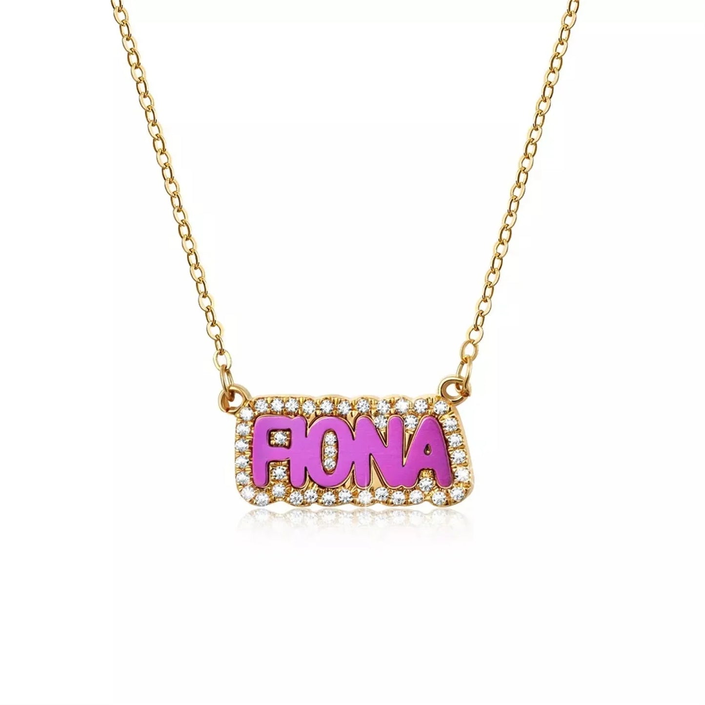 Personalized Colorful Enamel Bling Name Necklace