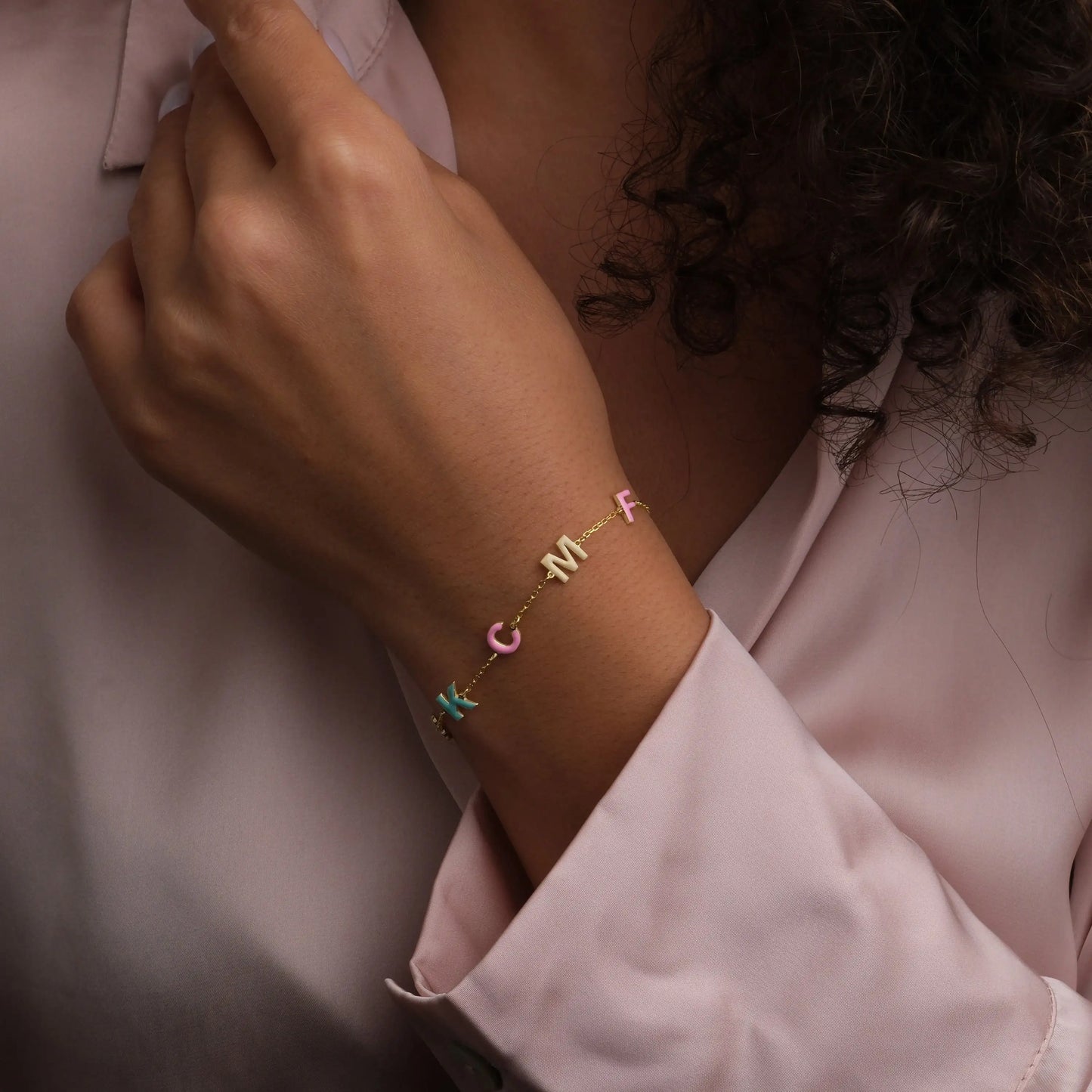 Custom Enamel Bubble Letter Bracelet