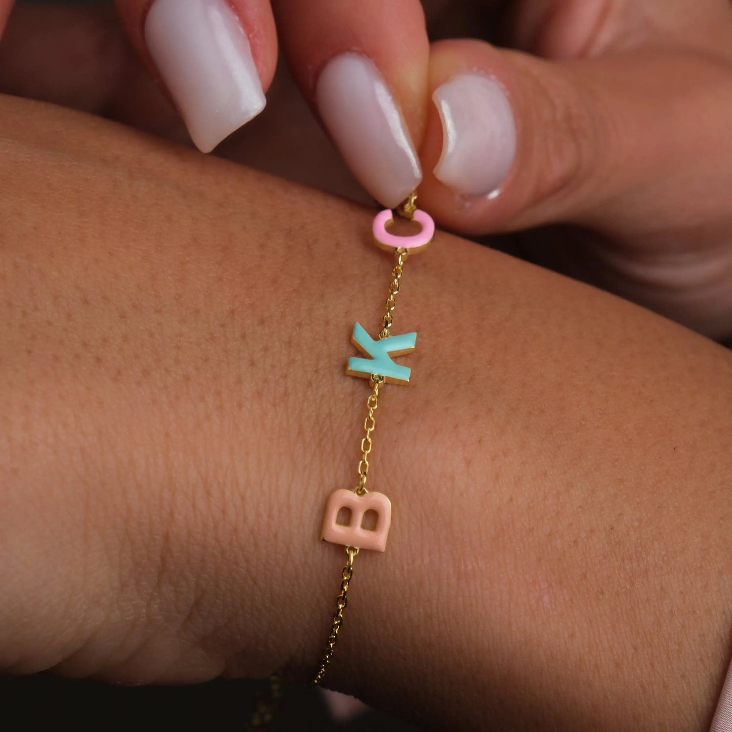 Custom Enamel Bubble Letter Bracelet