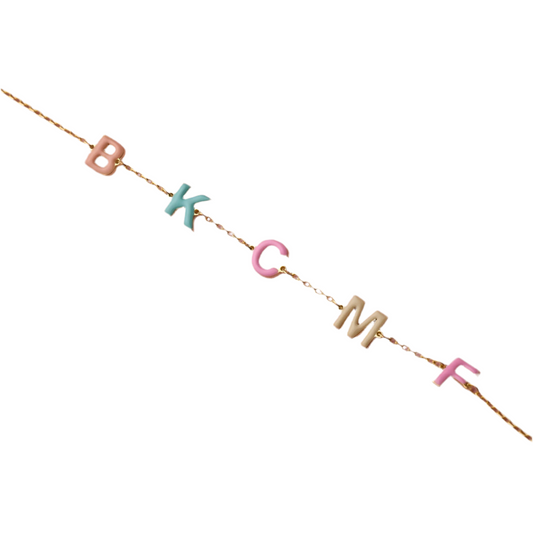 Custom Enamel Bubble Letter Bracelet
