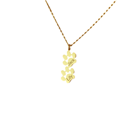 Paw Print Name Necklace