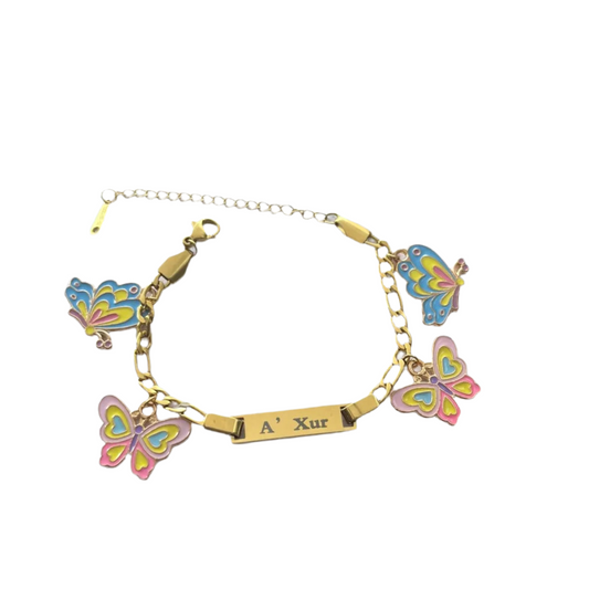 Custom Name Bracelet With Butterfly Charms