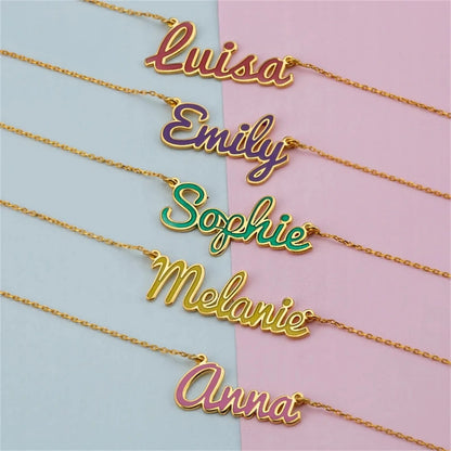 Personalized Simplistic Enamel Name Necklace
