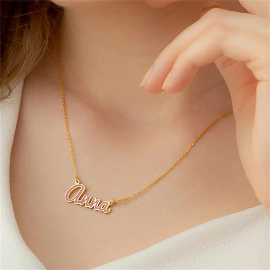 Personalized Simplistic Enamel Name Necklace