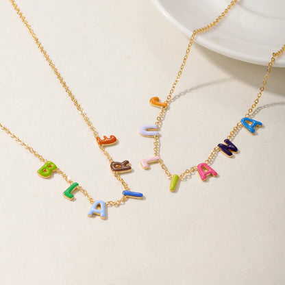 Custom Enamel Bubble Letter Necklace