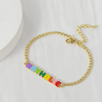 Custom Rainbow Enamel Name Bracelets