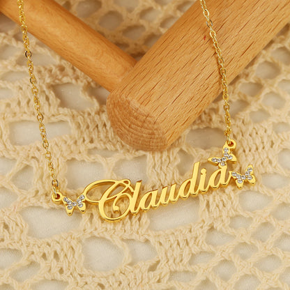 Custom Name Butterfly Necklace