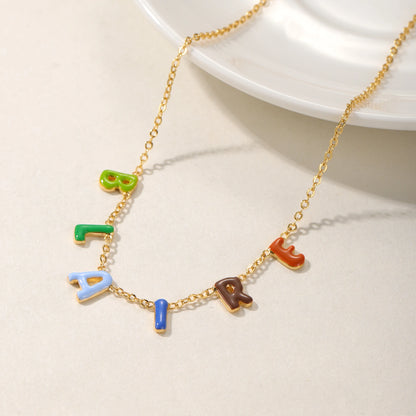 Custom Enamel Bubble Letter Necklace