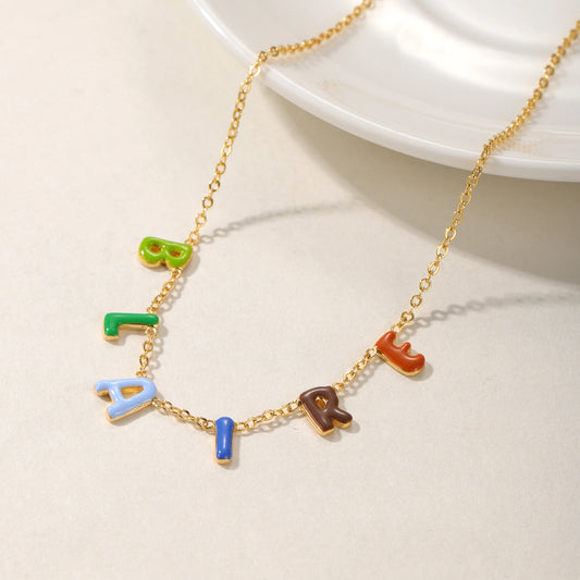 Custom Enamel Bubble Letter Necklace