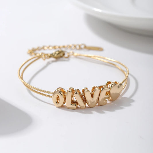 Customized Bubble Letter Name Bracelet