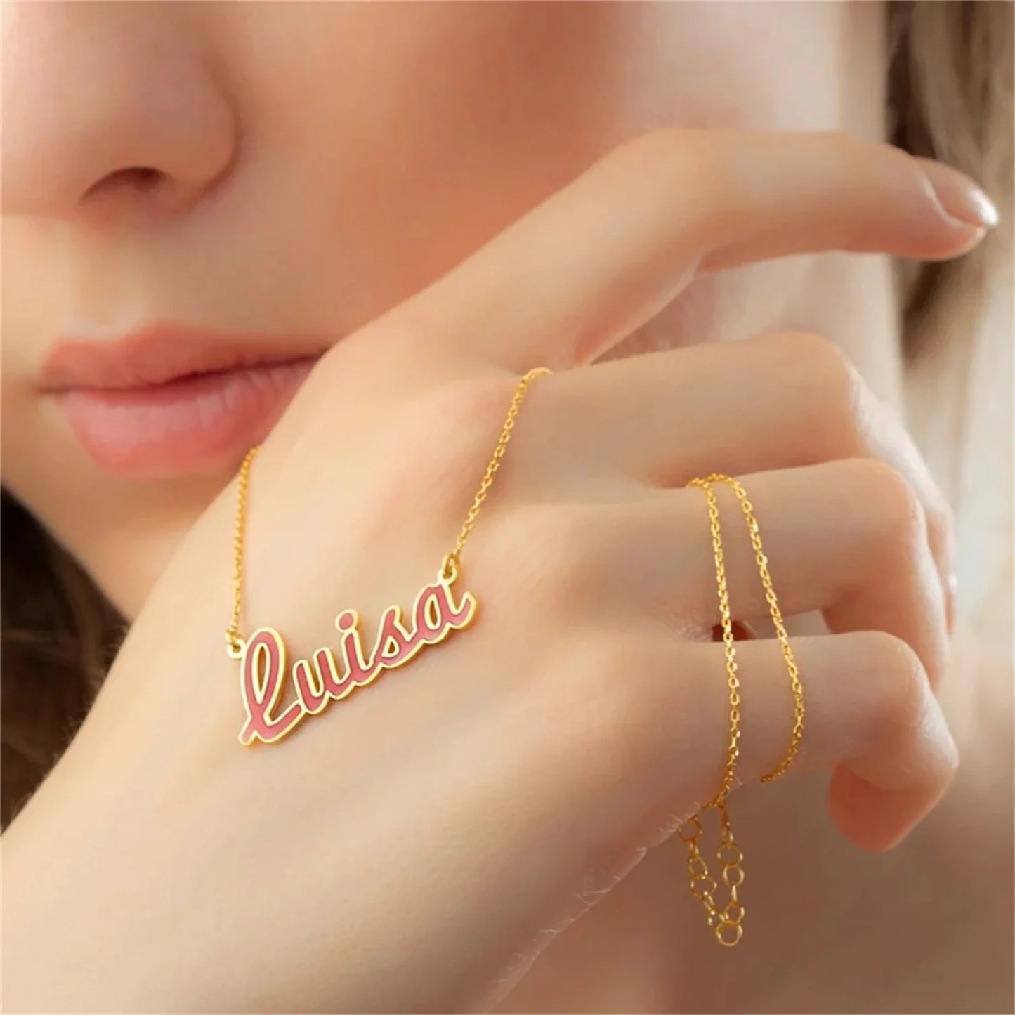 Personalized Simplistic Enamel Name Necklace