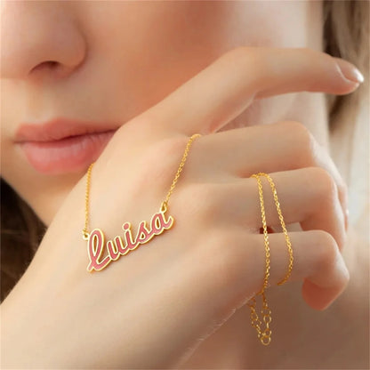 Personalized Simplistic Enamel Name Necklace