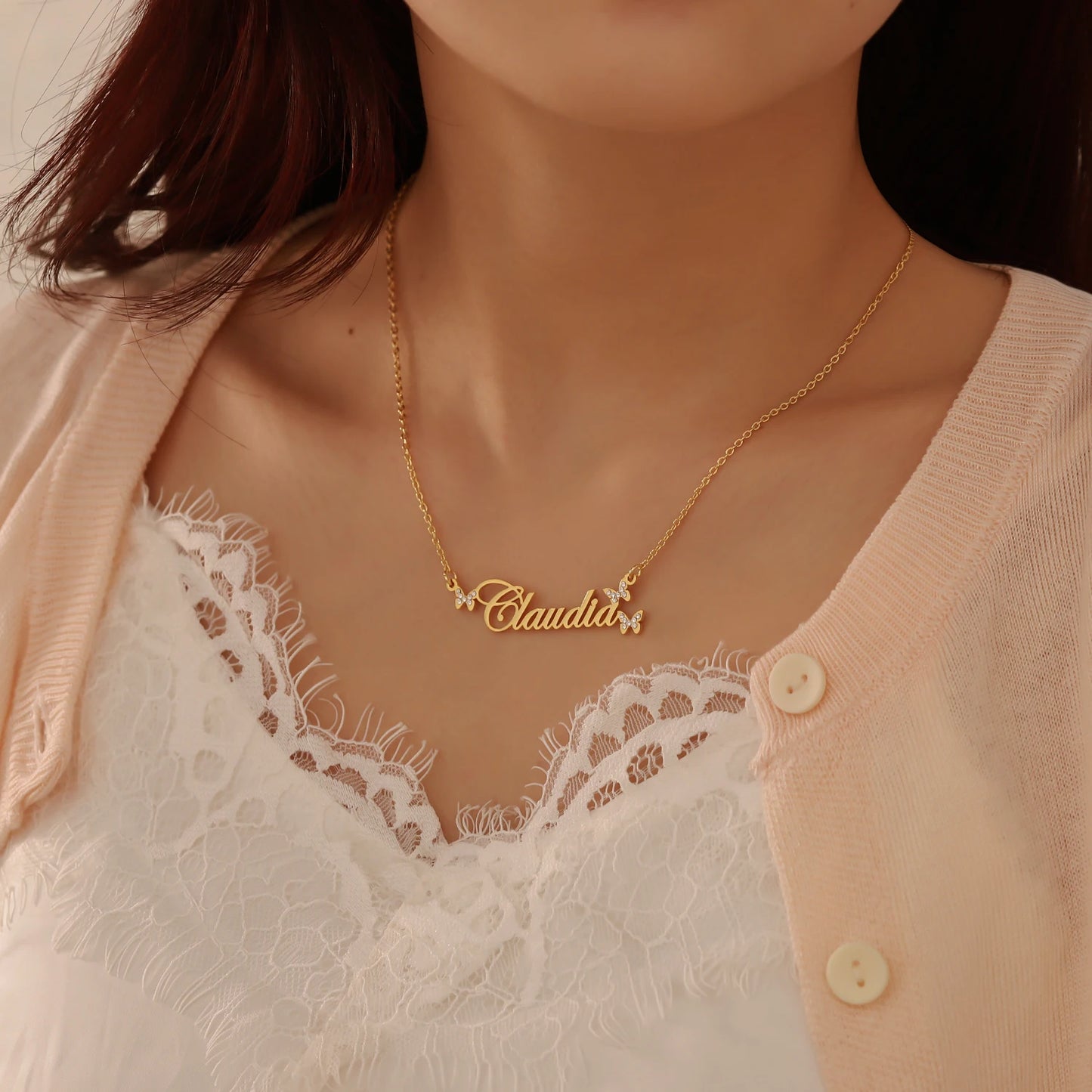 Custom Name Butterfly Necklace