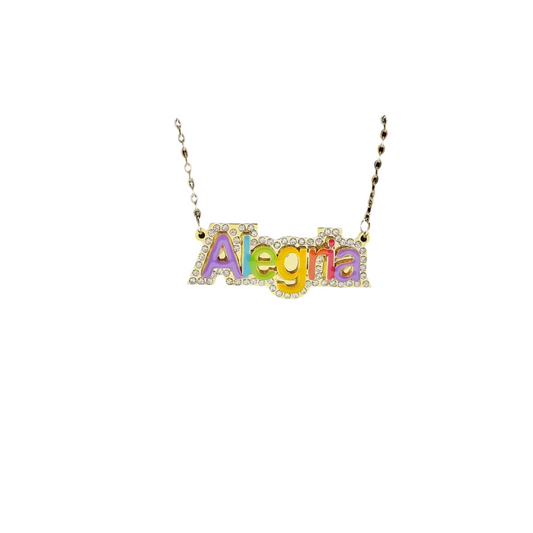 Custom Colorful Enamel Necklace With Rhinestones