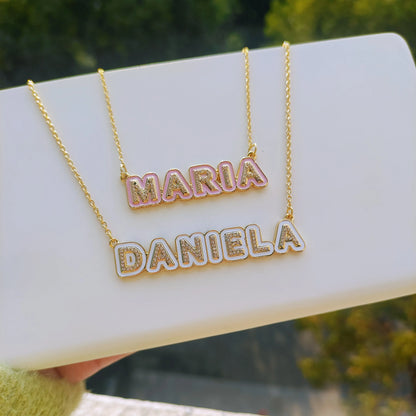 Custom Enamel Outline Necklace