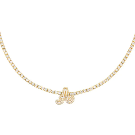 Enamel Initial Tennis Necklace