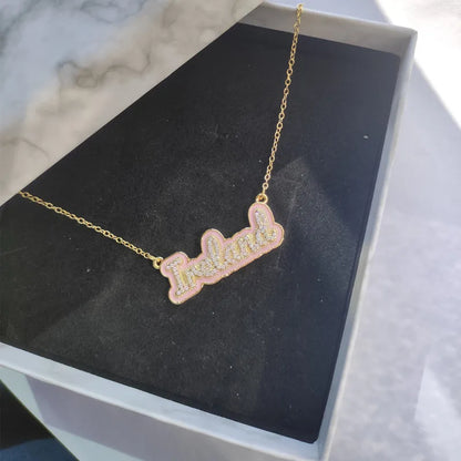 Custom Cursive Enamel Outline Necklace